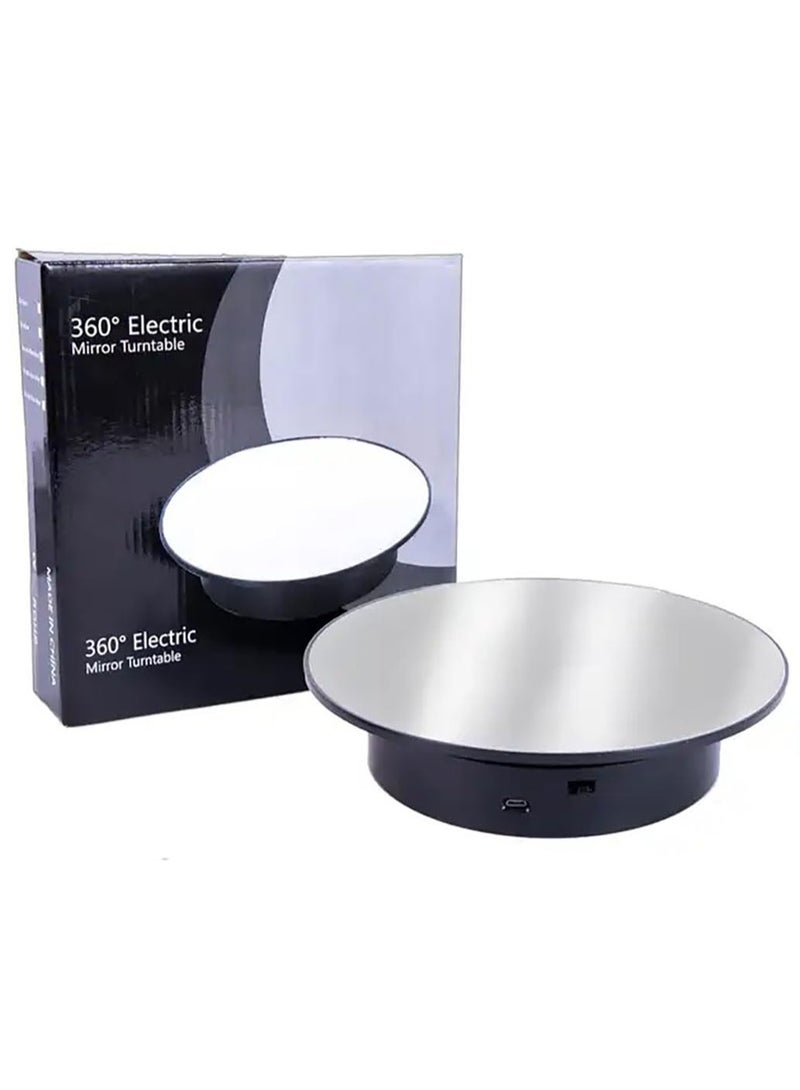 BUYCO 360 Degree Electric Rotating Mirror Turntable Display Stand for Product Photography, Jewelry, Watches & Small Items - Image 1